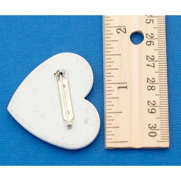 Vintage Rose Ceramic Flower Brooch, Delicate Brooch, Heart Brooch by Avon - D22 - Picture 2 of 2